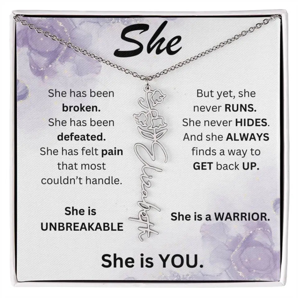 Birth Flower Name Necklace