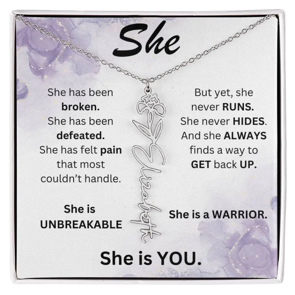 Birth Flower Name Necklace