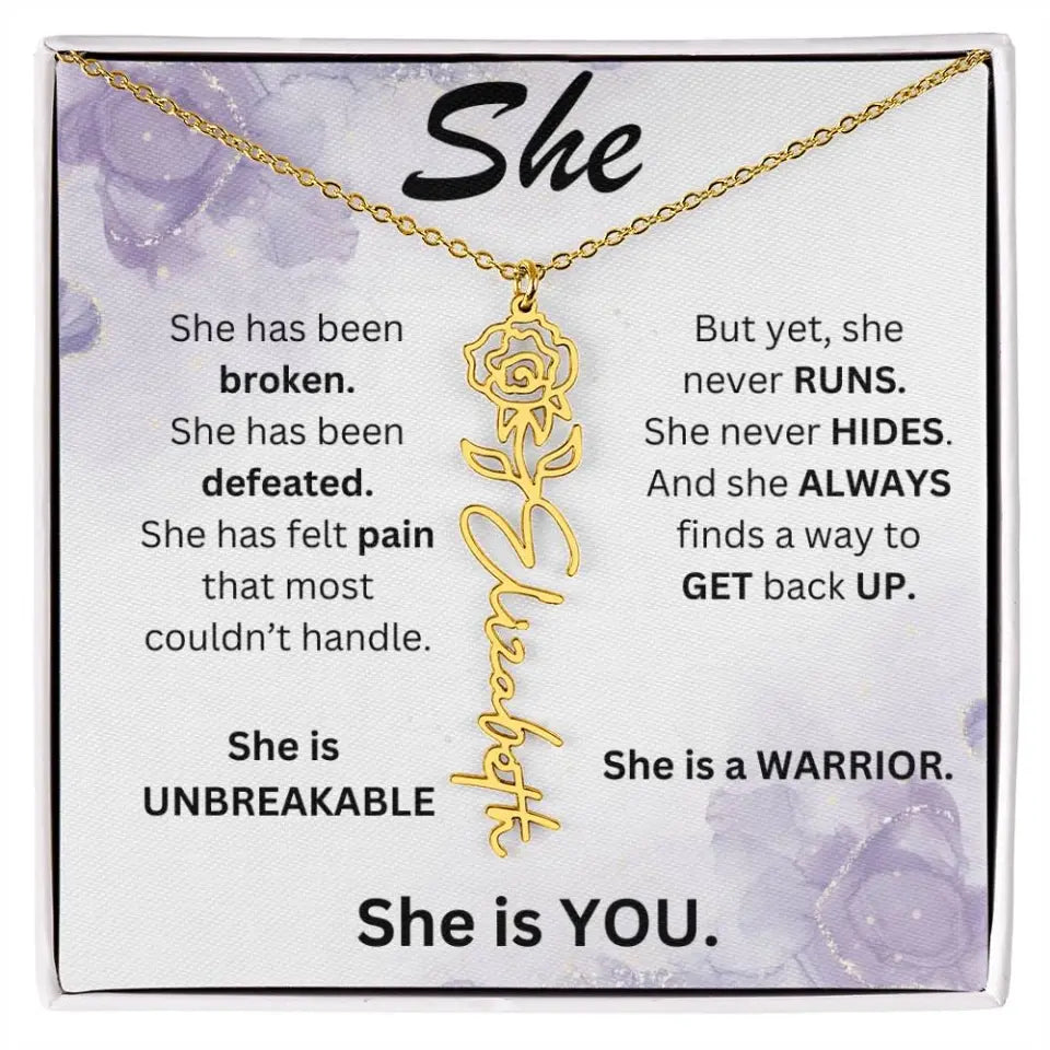 Birth Flower Name Necklace