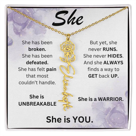 Birth Flower Name Necklace
