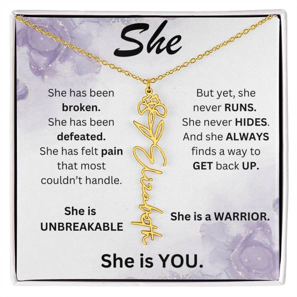 Birth Flower Name Necklace