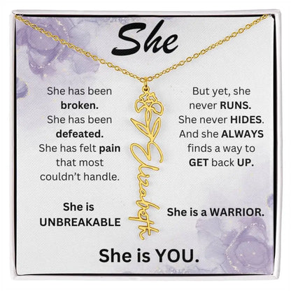 Birth Flower Name Necklace