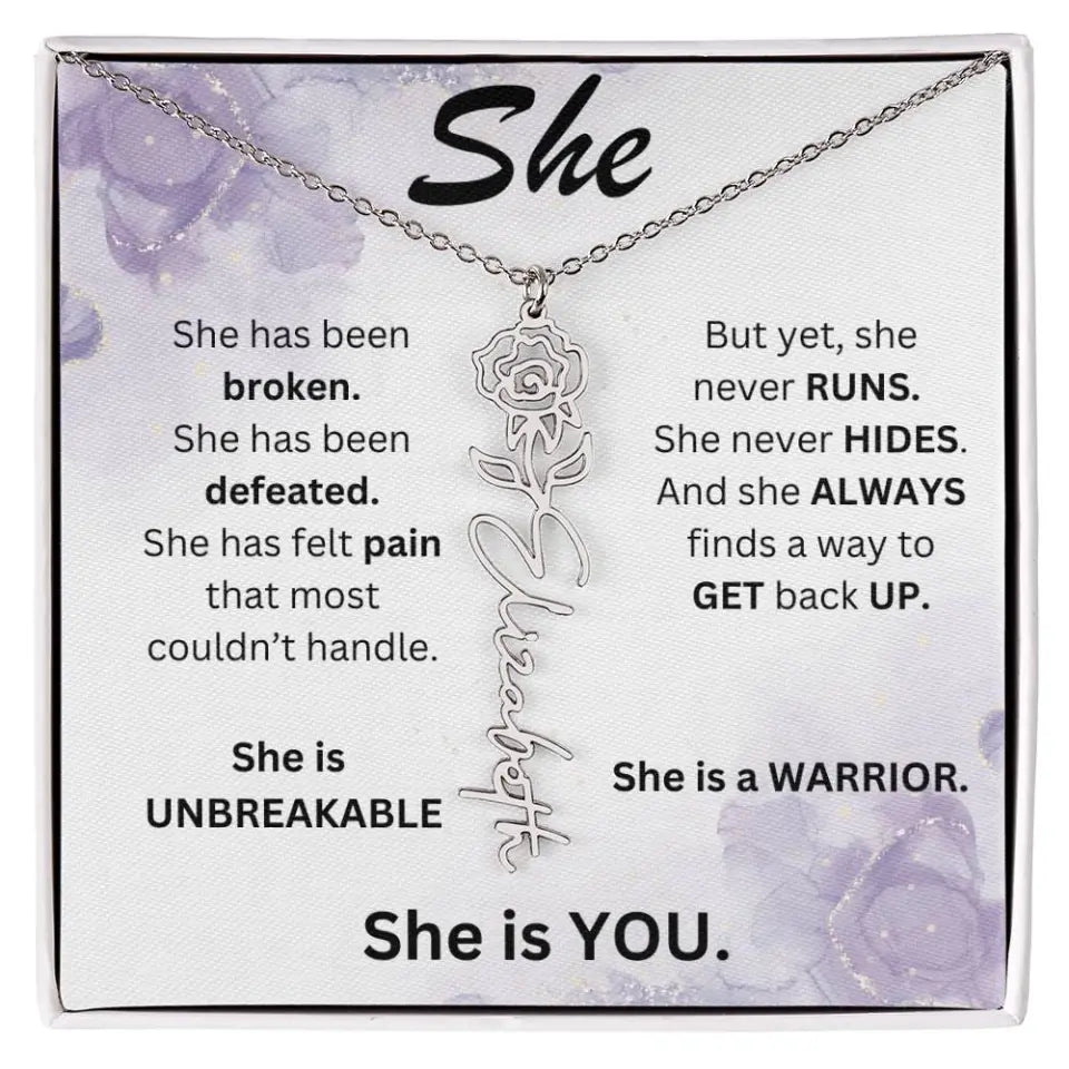 Birth Flower Name Necklace
