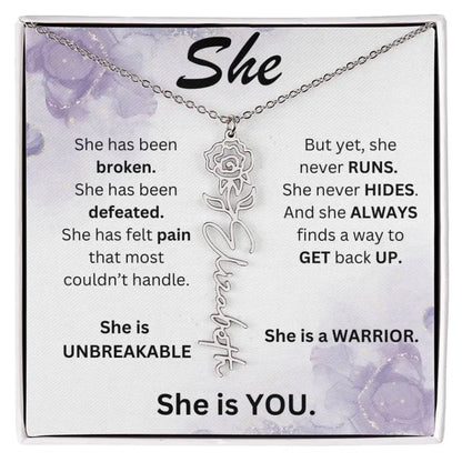 Birth Flower Name Necklace