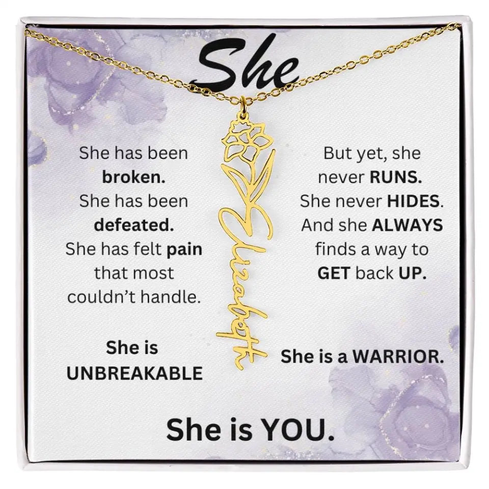 Birth Flower Name Necklace