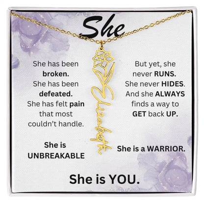 Birth Flower Name Necklace