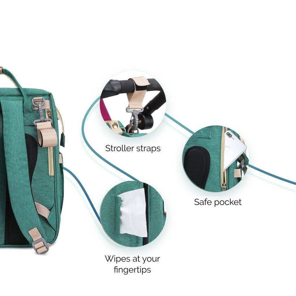 Portable Bed & Diaper Bag Backpack