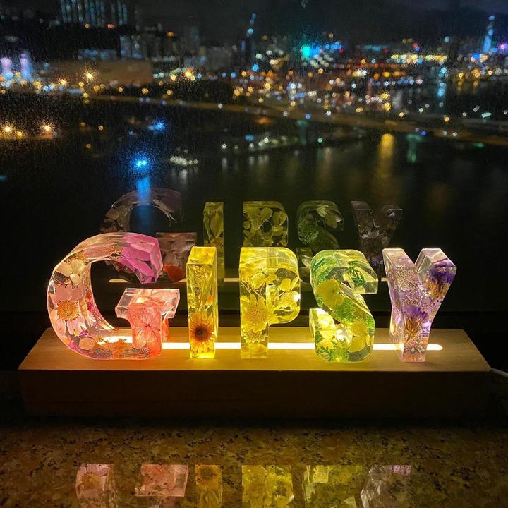 Dried Flowers Resin Letter Lamp - Handmade